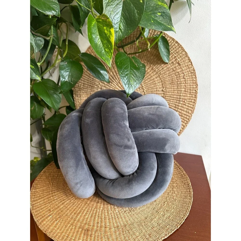 Gray Knot Pillow – Plush Decorative Throw, 10”
